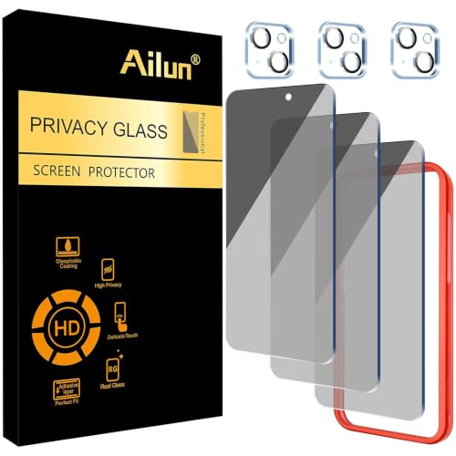 Ailun Privacy Screen Protector+Camera Lens Protector for iPhone 15