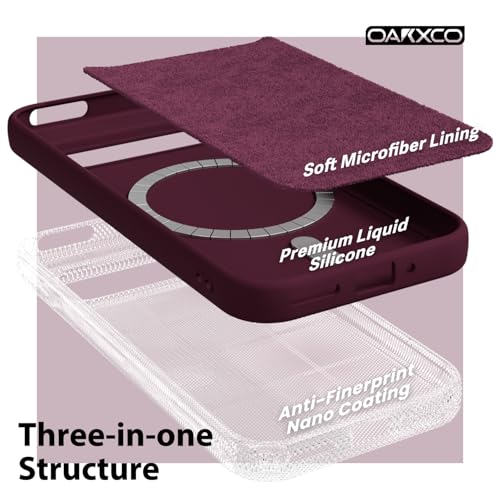 oakxco for Google Pixel 9 Pro XL Case Silicone Mag Safe, Magnetic Slim Thin Phone Case Compatible with Magsafe, Women Girls Cute Girly Aesthetic Soft Rubber Gel Safecase with Camera Cover, Burgundy - color: Burgundy, size: Pixel 9 Pro XL
