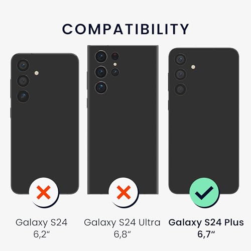 kwmobile Case for Samsung Galaxy S24 Plus Case - Soft TPU Cover with Silicone Coating - with Hand Strap and Stand Function - Shockproof - Black - color: black, size: Galaxy S24 Plus