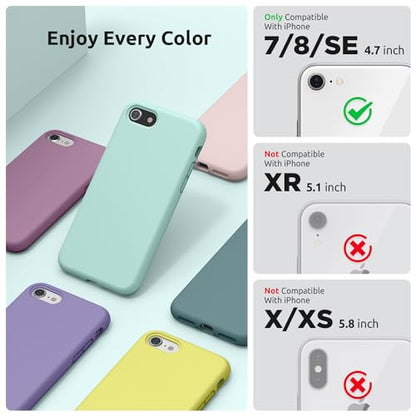 SURPHY Designed for iPhone SE Case, iPhone 8 Case, iPhone 7 Case, Liquid Silicone Phone Case for iPhone se 3rd 2nd SE 2022 SE 2020, Mint Green - color: Mint Green