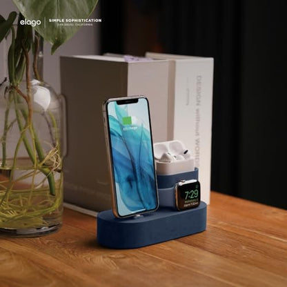 elago 3 in 1 Charging Station for iPhone, AirPods, AirPods Pro, Apple Watch - color: Jean Indigo