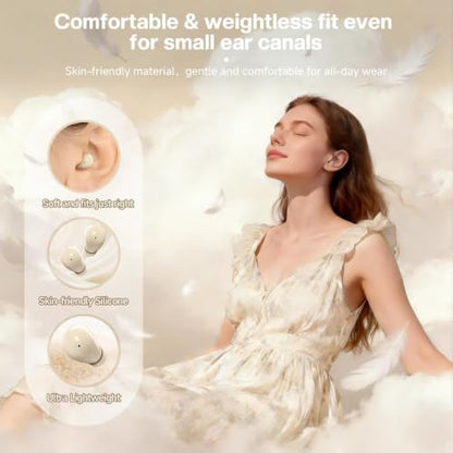 Small Invisible Mini Earbuds Wireless Bluetooth for Small Ear Canals - color: Nude