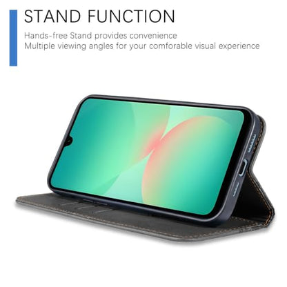 Wallet Case for Samsung Galaxy A18/A17/A26/A16 5G 6.7 inch - PU Leather Flip Cover with Card Holder Slots, Strong Magnetic Folio Phone Case, Black - color: Black, size: Samsung Galaxy A18/A17/A26/A16 6.7"