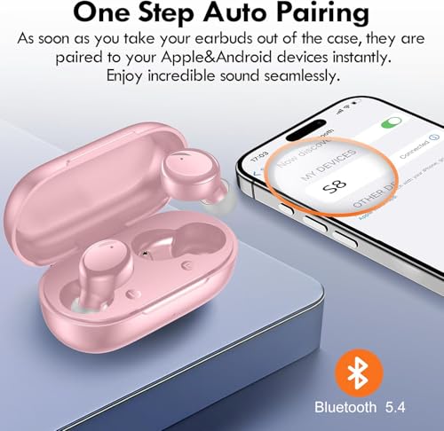 Lanteso True Wireless Earbuds Bluetooth 5.4, in Ear Headphones - color: Pink