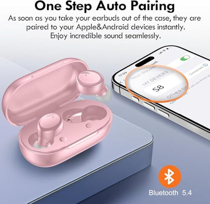 Lanteso True Wireless Earbuds Bluetooth 5.4, in Ear Headphones - color: Pink