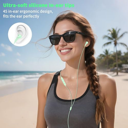 USB C Headphones Wired Earbuds for iPhone 18 Pro Max 17 16 15,Green - color: Green