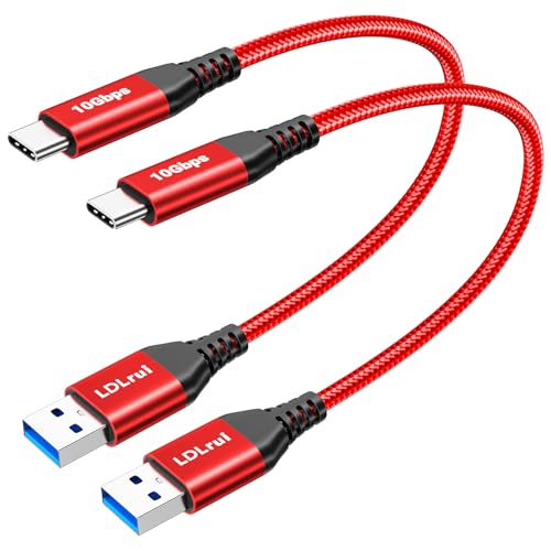 LDLrui USB C Data Cable 10Gbps, 1ft, 2-Pack, Red, Braided - size: 1ft