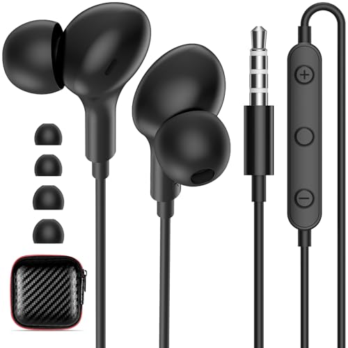 iMangoo Wired Earbuds 3.5mm Jack School Airplane Travel Headphones Black - color: Black