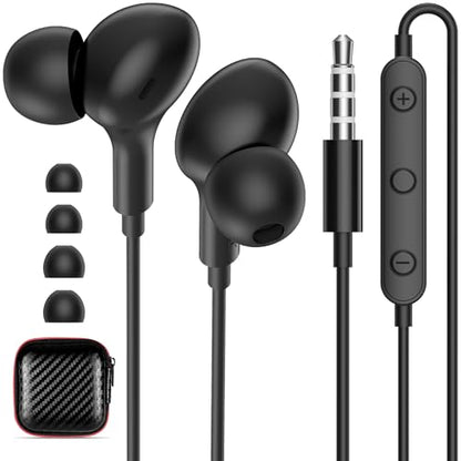 iMangoo Wired Earbuds 3.5mm Jack School Airplane Travel Headphones Black - color: Black