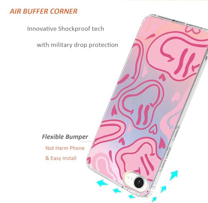 for iPhone 17e & 16e Case: Slim Clear Matte Cute Flowers Floral Design for Girls Women Military Grade Drop Protection TPU Bumper Shockproof Silicone Phone Cover (Fun Smile) - color: Fun Smile