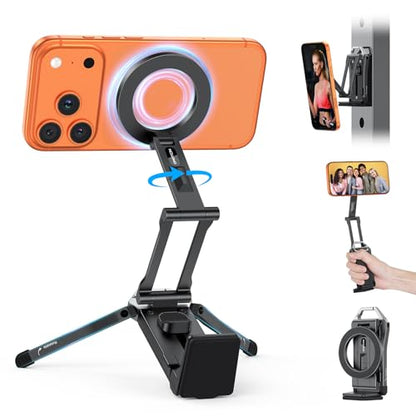 OMOTON TP02 [360° Rotating] Stable Clip Magnetic Phone Tripod for iPhone 17 - color: 1-Black