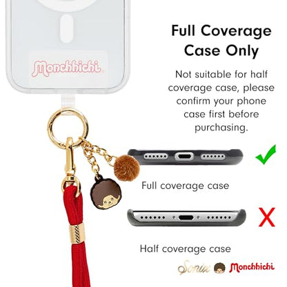 Sonix x Monchhichi | Crossbody Phone Strap with Charms | Adjustable, Universal Cell Phone Rope Strap Lanyard | Red Cord | Monchhichi - color: Monchhichi