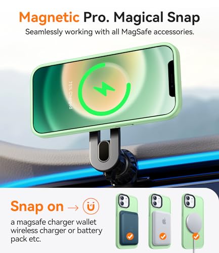 CANSHN Magnetic for iPhone 12 Case/iPhone 12 Pro Case, Light Green | Translucent Matte, Compatible with MagSafe, Heavy Duty Protection, Scratch Resistant, Slim Fit, Pocket Friendly - color: Matte Magnetic & Light Green