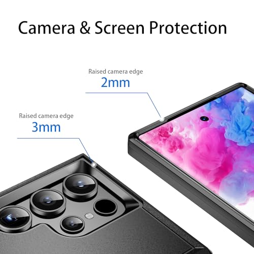 Designed for Samsung Galaxy S24 Ultra Case, Black Dual Layer, Heavy Duty Shockproof Tough Rugged Protective Cover for Galaxy S24 Ultra 5G 6.8-inch, Black - size: for Samsung Galaxy S24 Ultra