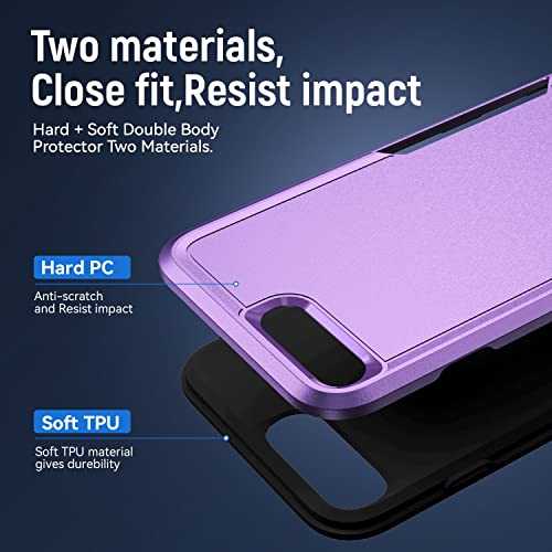 for iPhone 8 Plus Case, iPhone 7 Plus Case,with HD Screen Protector,[Military Grade Drop Tested] Heavy-Duty Tough Rugged Shockproof Protective Phone Case for iPhone 7 Plus /iPhone 8 Plus 5.5”, Purple - color: Purple