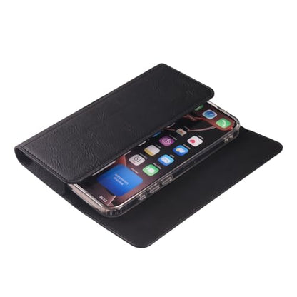 PU Leather Belt Clip Case Cell Phone Holster Pouch Holder for Moto G Power 2026 2025 2024 G Stylus 5G G Play Samsung Galaxy S25 Ultra S24 Ultra S23 Ultra A16 A05 A14 iPhone 16 Pro Max BLU G64L (Black) - color: Black