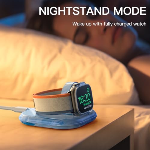 for Apple Watch Charger Stand, Magnetic Fast Charging Dock Portable Design - color: Marble Blue