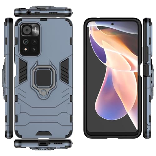 Max Power Digital Magnet Case for Xiaomi Redmi Note 11 Pro Shockproof Hard Phone Cover with Grip, Metal Ring Kickstand Bumper Shell [Compatible with Magnetic Car Mount] (Navy) - color: Navy, size: Xiaomi Redmi Note 11 Pro