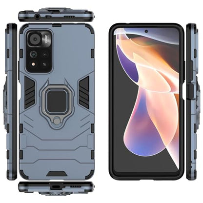 Max Power Digital Magnet Case for Xiaomi Redmi Note 11 Pro Shockproof Hard Phone Cover with Grip, Metal Ring Kickstand Bumper Shell [Compatible with Magnetic Car Mount] (Navy) - color: Navy, size: Xiaomi Redmi Note 11 Pro