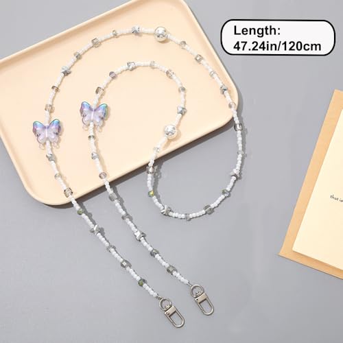 Phone Chain Crossbody Pearl Strap,Pearl Beaded Chain Shoulder Crossbody Lanyard with Phone Tether Patches Compatible with Most Phones Bag Purse(I) - color: I