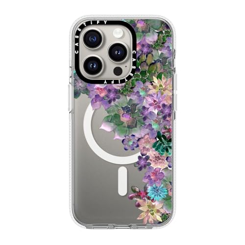 CASETiFY for iPhone 15 Pro Case - Impact Clear Compatible with MagSafe | Not Yellowing | 6.6 ft. 3X Military Grade Drop Protection | MY SUCCULENT GARDEN | Clear - color: MY SUCCULENT GARDEN, size: Iphone 15 Pro (6.1")