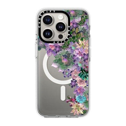 CASETiFY for iPhone 15 Pro Case - Impact Clear Compatible with MagSafe | Not Yellowing | 6.6 ft. 3X Military Grade Drop Protection | MY SUCCULENT GARDEN | Clear - color: MY SUCCULENT GARDEN, size: Iphone 15 Pro (6.1")