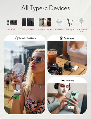 LISEN 6800mAh Capsule Portable Charger, Mini USB-C Power Bank for iPhone 18 Pro/17/16/15, Small USB C Battery Pack with LED Display, [USB-C Only, Flight-Safe] 22.5W Fast Charging, iPhone18 Accessories - color: Pearl White