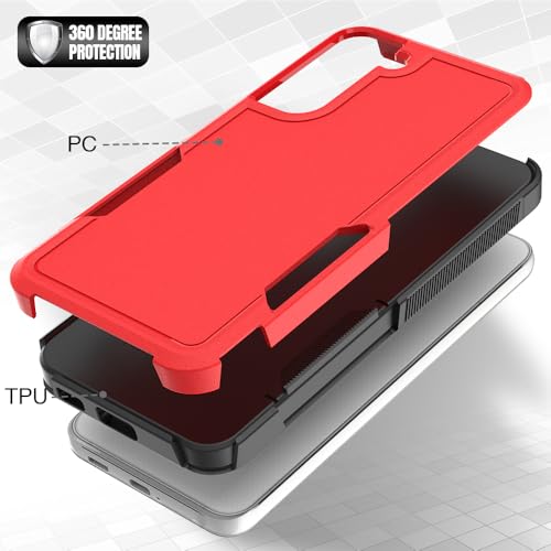 for Samsung Galaxy S22 Plus Case: Dual Layer Protective Heavy Duty Cell Phone Cover Shockproof Rugged with Screen Protector - Military Protection Bumper Tough - Samsung Galaxy S22+ Plus 2022, Red - color: Red (PC) + Black (TPU)