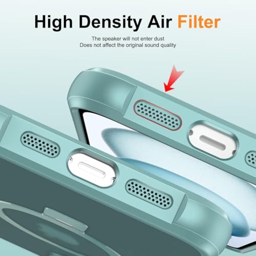CHAOFEnG Magnetic Compatible with iPhone 15 Case with Stand [Military Grade Drop Tested][Compatible with Magnet] Ring Translucent Slim Hard Back Soft Edge, Teal Green - color: Teal Green, size: iPhone 15