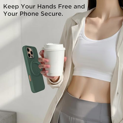 Magnetic Phone Grip for MagSafe, Silicone Ring Grip, Alpine Green - color: Alpine Green