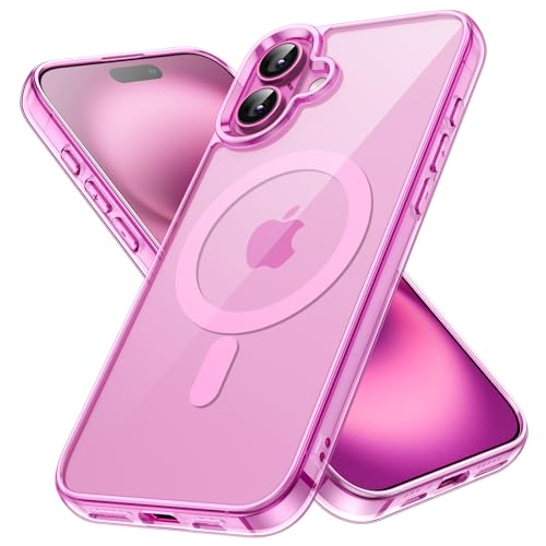 JETech Magnetic Case for iPhone 16 6.1-Inch Compatible with MagSafe, Shockproof Phone Bumper Cover, Anti-Scratch Clear Back (Pink) - color: Pink, size: iPhone 16