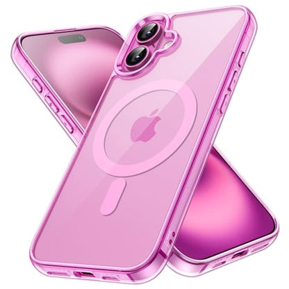 JETech Magnetic Case for iPhone 16 6.1-Inch Compatible with MagSafe, Shockproof Phone Bumper Cover, Anti-Scratch Clear Back (Pink) - color: Pink, size: iPhone 16
