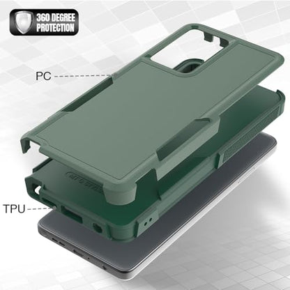 for Moto G Stylus 5G 2024 Case: Dual Layer Protective Heavy Duty Cell Phone Cover Shockproof Rugged with HD Screen Protector - Military Protection Bumper Tough - Motorola G Stylus 5G 2024, Dark Green - color: Dark Green (PC) + Dark Green (TPU)