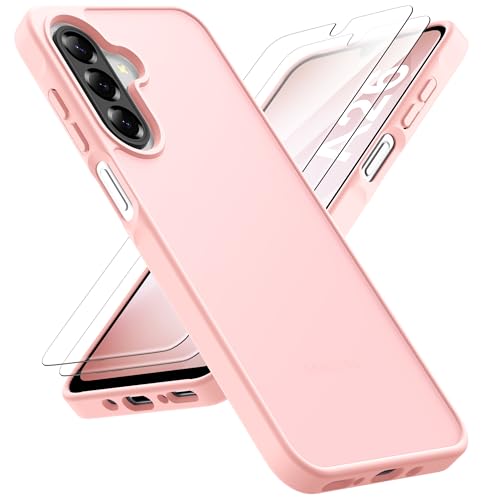 ORETECH for Samsung Galaxy A26 Case, Samsung Galaxy A26 5G Phone Case with 2 Pack HD Screen Protector, Translucent Matte Back Military Grade Shockproof Anti-Fingerprint Protective Cover - Light Pink - color: Translucent Back - Light Pink, size: Samsung Ga