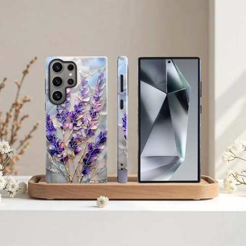 Case for Samsung Galaxy S26 Ultra,Camera Protection Soft Glossy Phone Case - Lavender Flower Purple Stained Glass - color: Lavender Flower Purple Stained Glass, size: Samsung Galaxy S26 Ultra