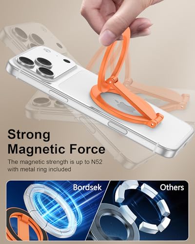 MagSafe Phone Grip Two-Sided Magnetic Ring Holder Foldable iPhone Kickstand - color: Orange