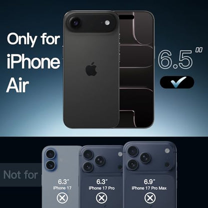 JETech Case for iPhone Air, Non-Yellowing Shockproof Phone Bumper Cover, Anti-Scratch Clear Back, 6.5-Inch Display (Black) - color: Black, size: iPhone Air
