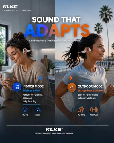 Bone Conduction Headphones for Running with mic and Rear Safety Light - color: KLKE-WhiteOrange