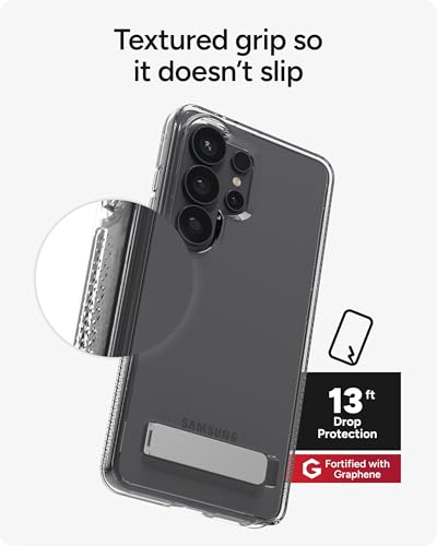ZAGG Crystal Palace Samsung Galaxy S26 Ultra Case with Kickstand - Clear, 13ft Drop Protection, Graphene Reinforced, Crystal Clear Anti-Yellowing Slim Protective Cover - size: Samsung Galaxy S26 Ultra, style: Without Snap