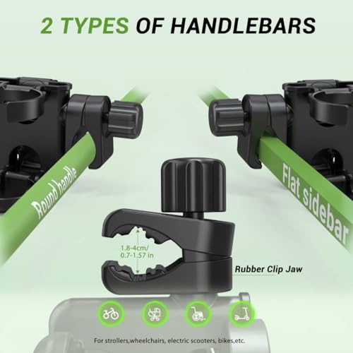 ZealSound Stroller Cup Holder, 3-in-1 Bottle Holder with Phone Holders for Stroller Wheelchair Scooter Walker Bike, Foldable Universal Drink Holder for Uppababy Bugaboo Nuna Doona