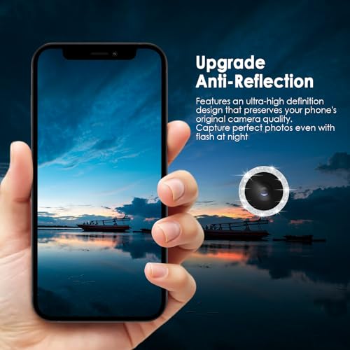 TENOC Camera Lens Protector for iPhone 16e & 17e, Silver Glitter - size: iPhone 16e/17e