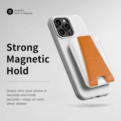 Tap & Go MagSafe Wallet Stand, 1-Card Magnetic Phone Wallet - color: White/Orange