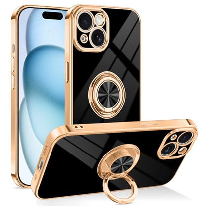 Dinick Black for iPhone 15 Case with Ring Holder Kickstand - color: Black, size: 6.1'' iPhone 15