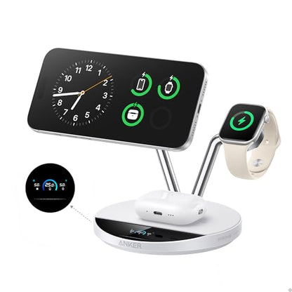 Anker Prime 3-in-1 Qi2.2 MagSafe Compatible 25W Wireless Charging Station - color: White