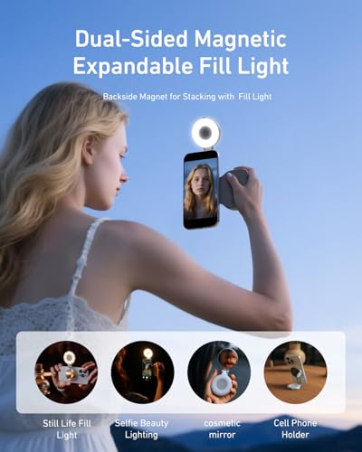 TELESIN Magnetic Phone Camera Grip & C03 Magnetic Selfie Light Creator Kit - color: White + Silver