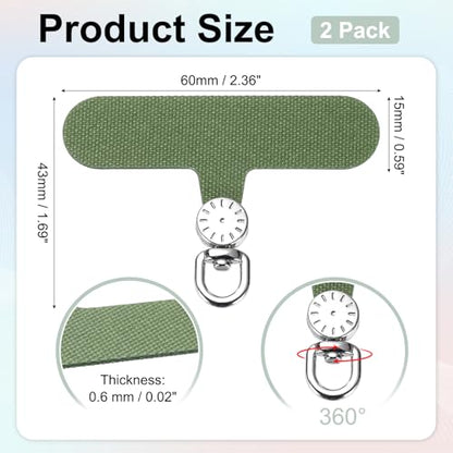 uxcell Rotating Phone Lanyard Tab Ultra-Thin No-Adhesive Phone Tether Patch - color: Silver Dial, Dark Green Patch