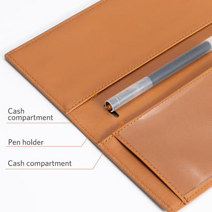 CoBak Checkbook Cover for Women & Men - PU Leather Case with RFID Blocking | Classic Design Check Book Holder for Personal and Business - color: Crocodile Brown