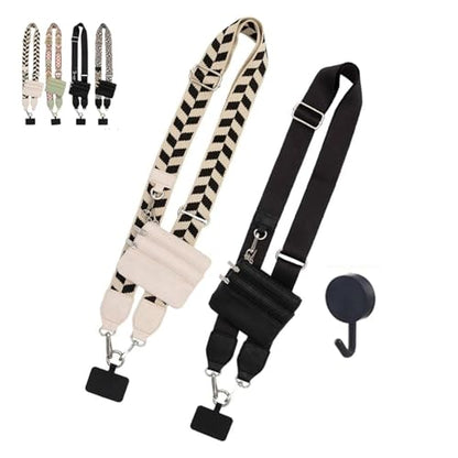 Clip and Go Strap for Phone with Wallet Crossbody,Phone Strap with Zipper Pouch and Adjustable Chain - color: 2pcs Mix Color-c