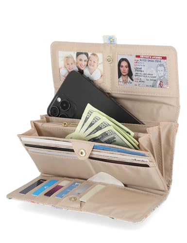 Mundi File Master Womens RFID Blocking Wallet Clutch Organizer With Change Pocket - color: Bridgehampton Garden, size: One Size