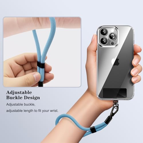 Phone Lanyard, 2 Pack Adjustable Cell Phone Lanyard Hand Phone Wrist Strap with Tether Tabs for Smartphones - color: Bright Blue